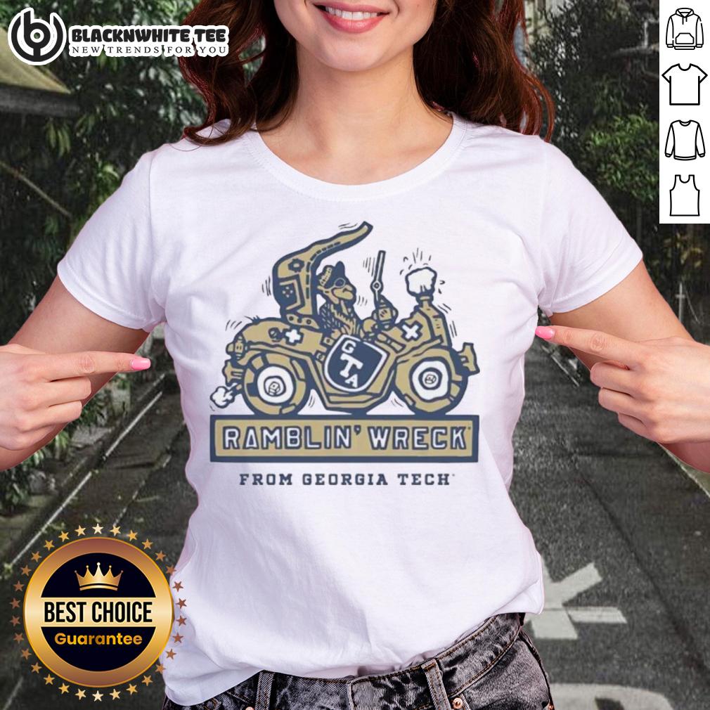 Official Georgia Tech Yellow Jackets Football Ramblin’ Wreck Ringer T-Shirt - Image 3