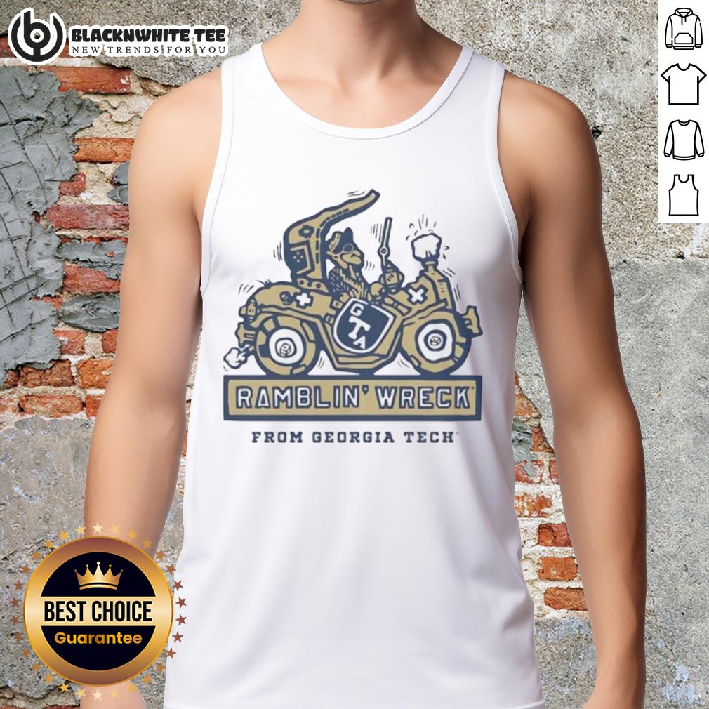 Official Georgia Tech Yellow Jackets Football Ramblin’ Wreck Ringer T-Shirt - Image 4