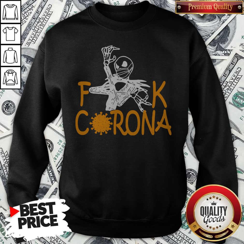 Jack Skellington Face Mask Fuck Corona Shirt - Image 5