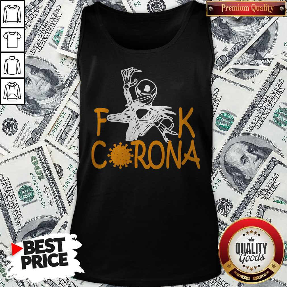 Jack Skellington Face Mask Fuck Corona Shirt - Image 4