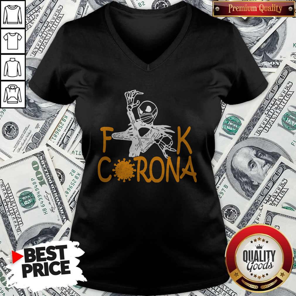 Jack Skellington Face Mask Fuck Corona Shirt - Image 2