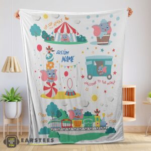 Good Dumbo Personalized Minky Blanket Circus Elephant Nursery Blanket Fleece Customized Blanket