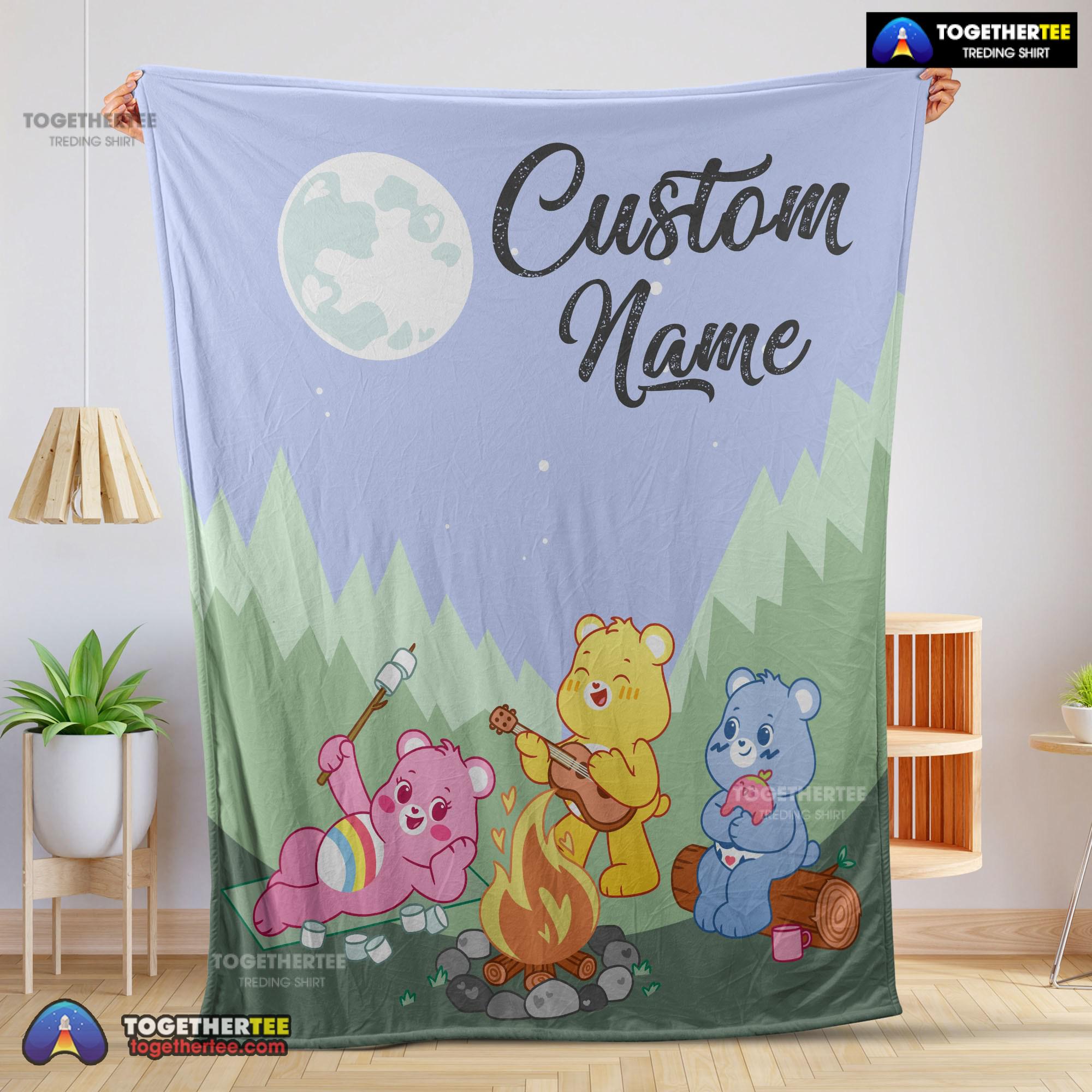 Official Nelvana The Care Bears Family Camping Fleece Blanket Customize Blanket