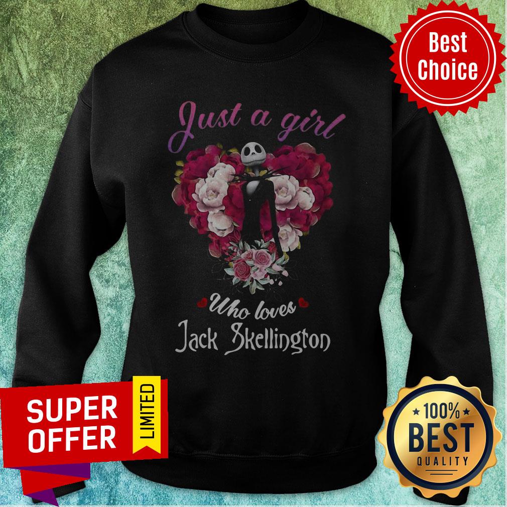 Awesome Just A Girl Who Loves Jack Skellington Roses Shirt - Image 2