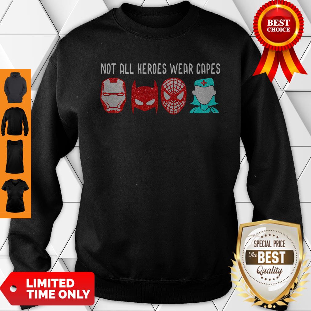 Official Not All Heroes Wear Capes Batman Spiderman Nurse Shirt - Image 3