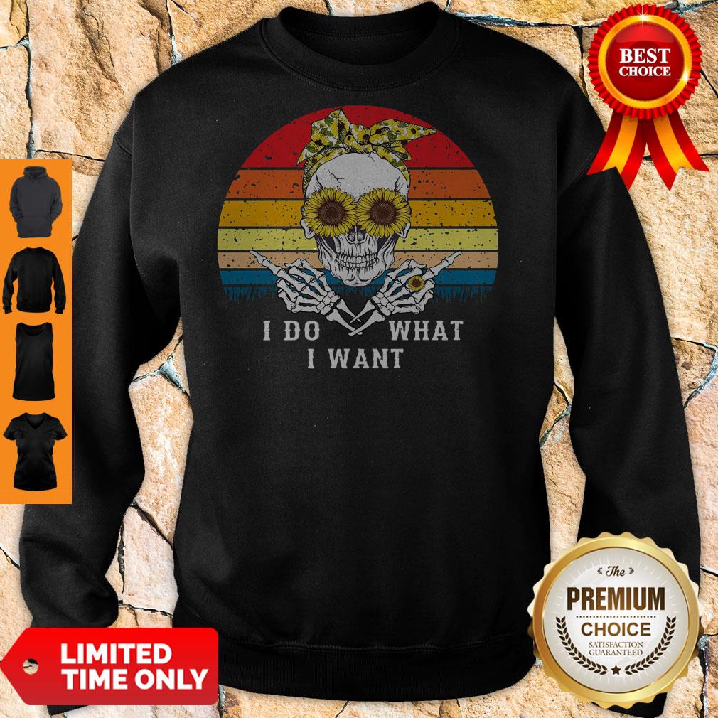 Skull Sunflower I Do What I Want Vintage Shirt - Image 2
