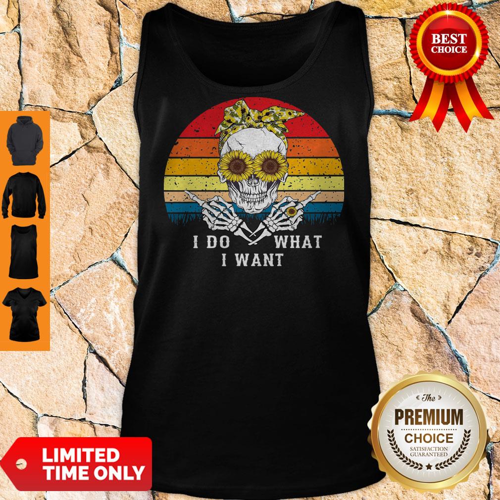 Skull Sunflower I Do What I Want Vintage Shirt - Image 5