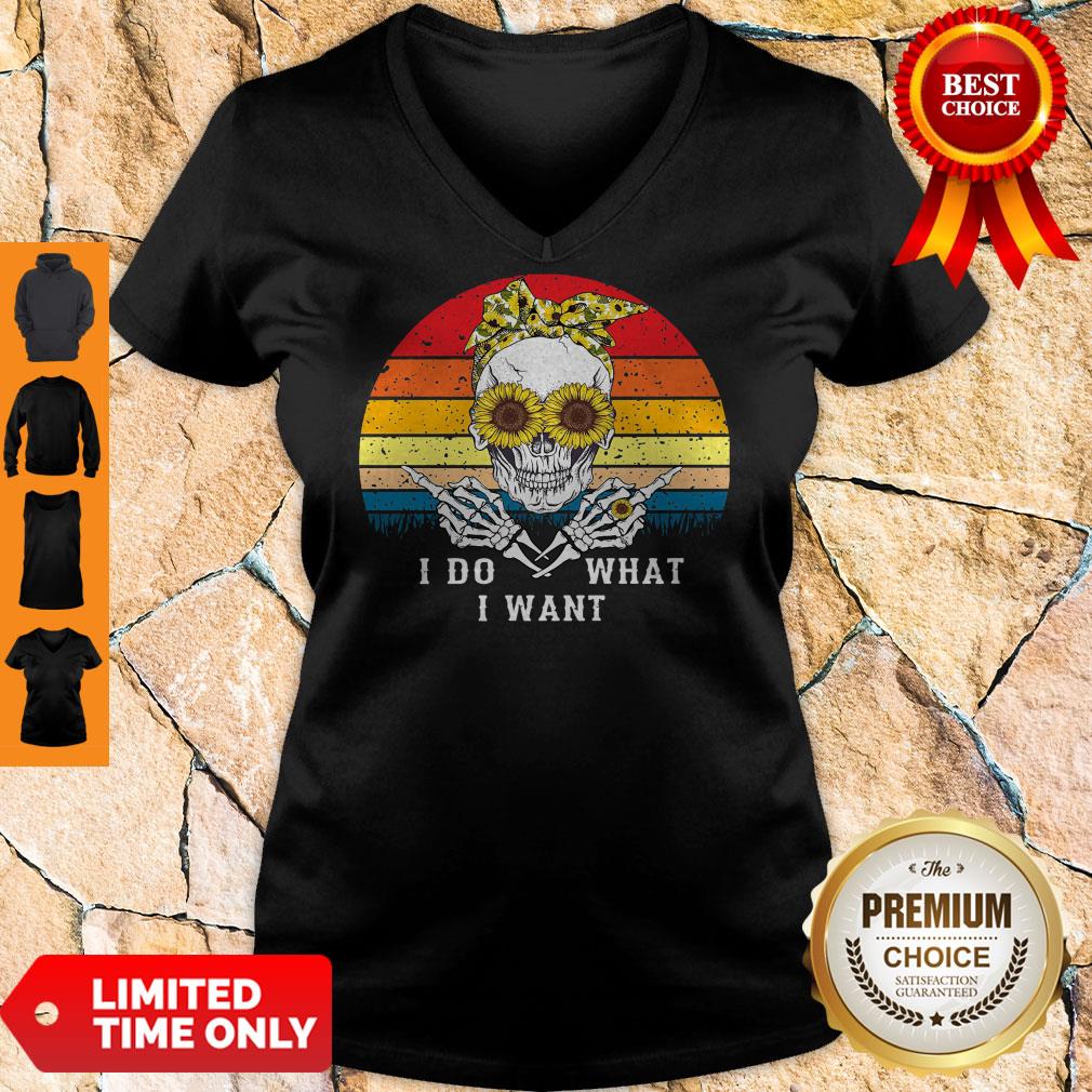 Skull Sunflower I Do What I Want Vintage Shirt - Image 4