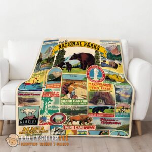 Alternative view of Original Cute Cavallini Visit The National Parks Blanket Fleece Customized Blanket