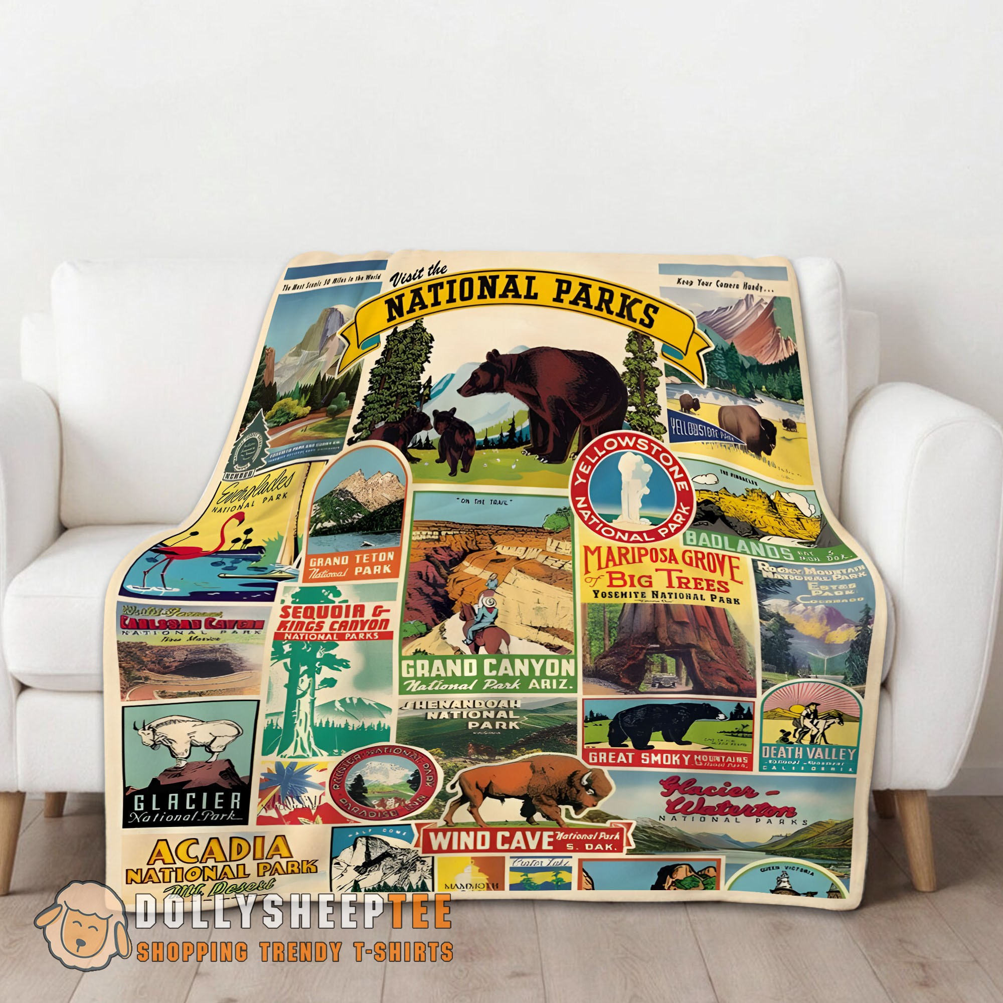 Original Cute Cavallini Visit The National Parks Blanket Fleece Customized Blanket - Image 2