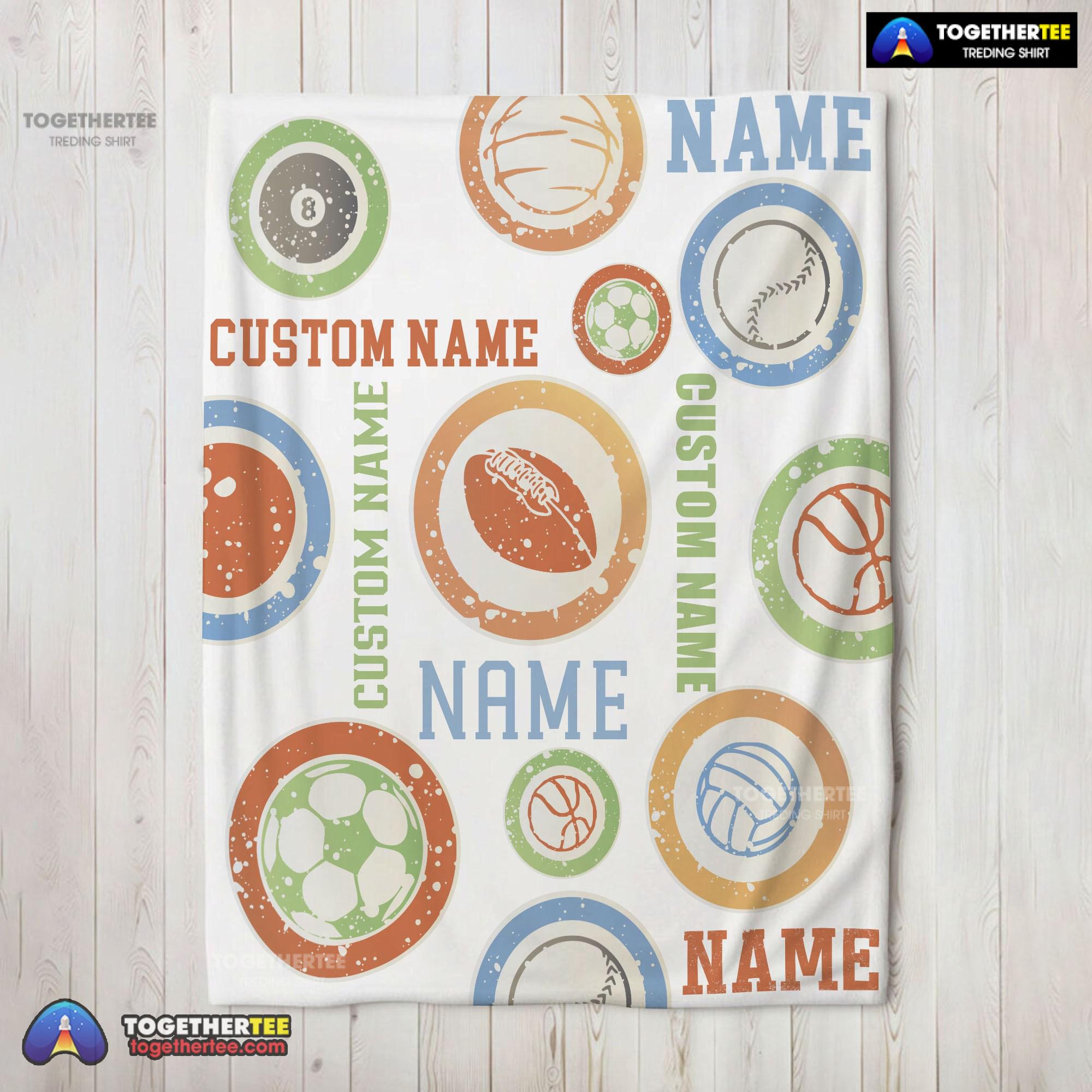 Official Types Of Sports Balls Blanket Fleece Customized Blanket