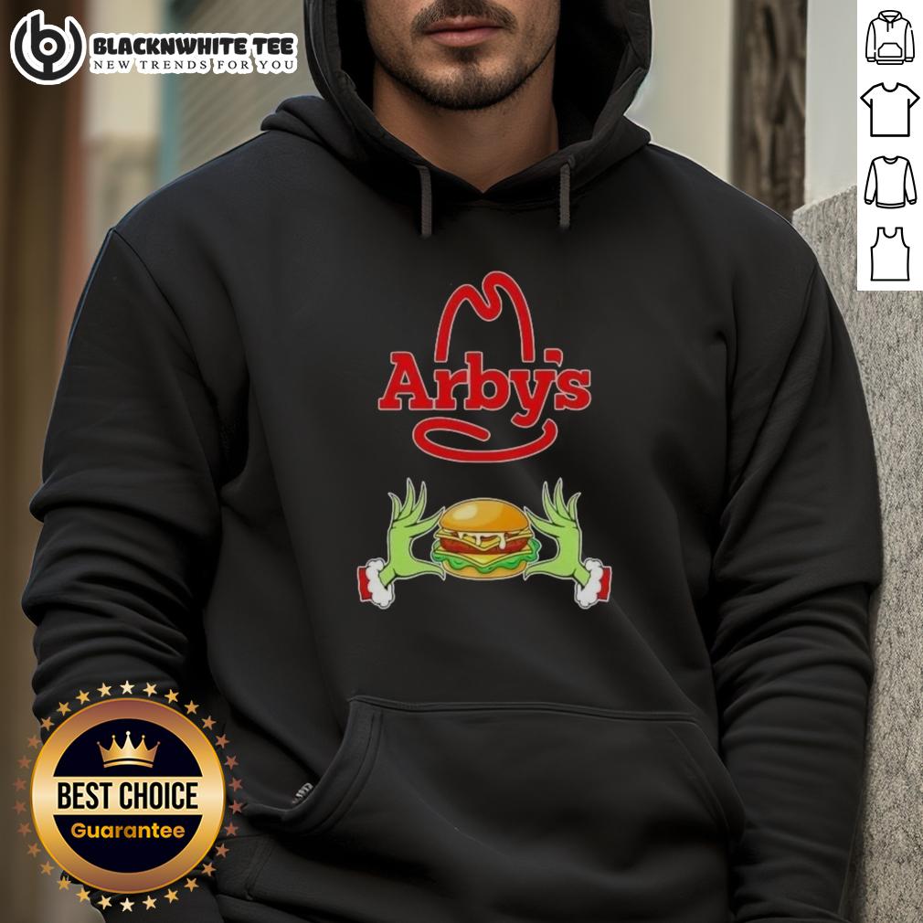 Happy Grinch Hands Love Arby's Merry Christmas T-Shirt - Image 2