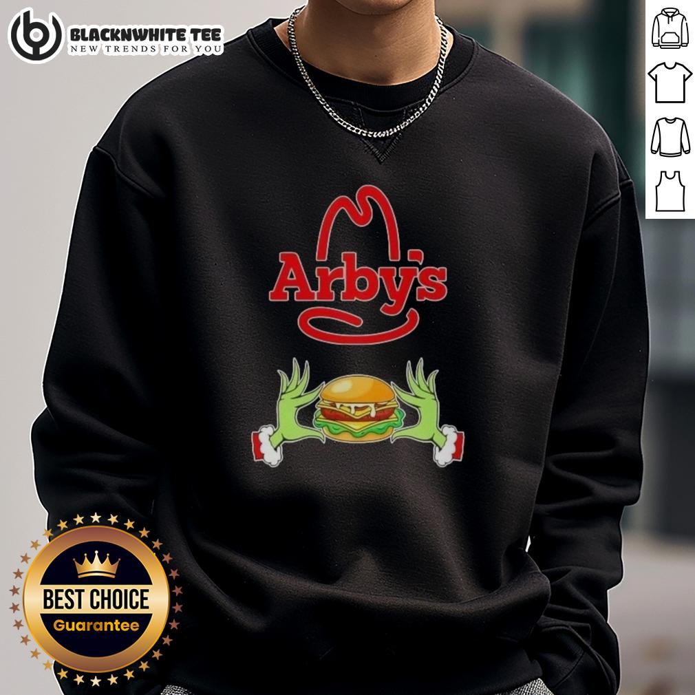 Happy Grinch Hands Love Arby's Merry Christmas T-Shirt - Image 5