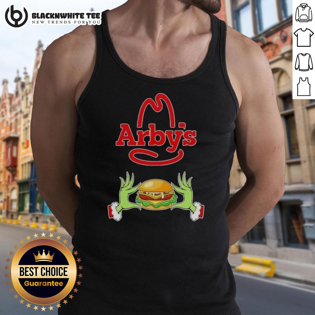 Happy Grinch Hands Love Arby's Merry Christmas T-Shirt - Image 4