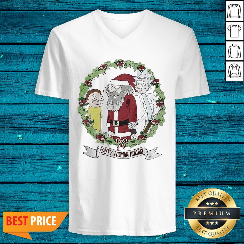 Hot Rick And Morty And Santa Claus Happy Human Holiday 2020 Shirt - Image 3
