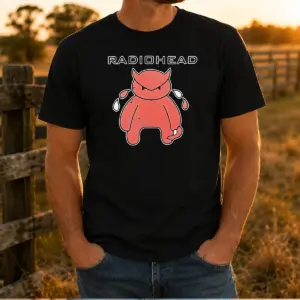 Nice Radiohead Distressed Crying Devil Character T-Shirt