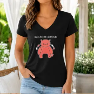 Alternative view of Nice Radiohead Distressed Crying Devil Character T-Shirt