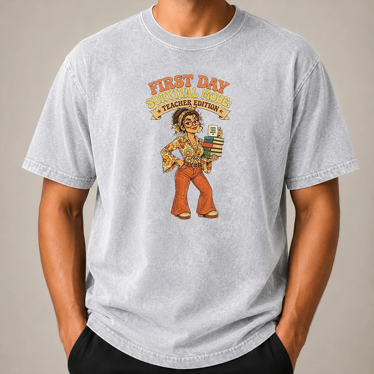 Pretty First Day Survival Teacher Vintage Shirt - Image 8