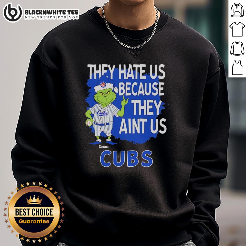 Official Chicago Cubs Grinch Christmas They Hate Us Ain't Us T-Shirt - Image 5