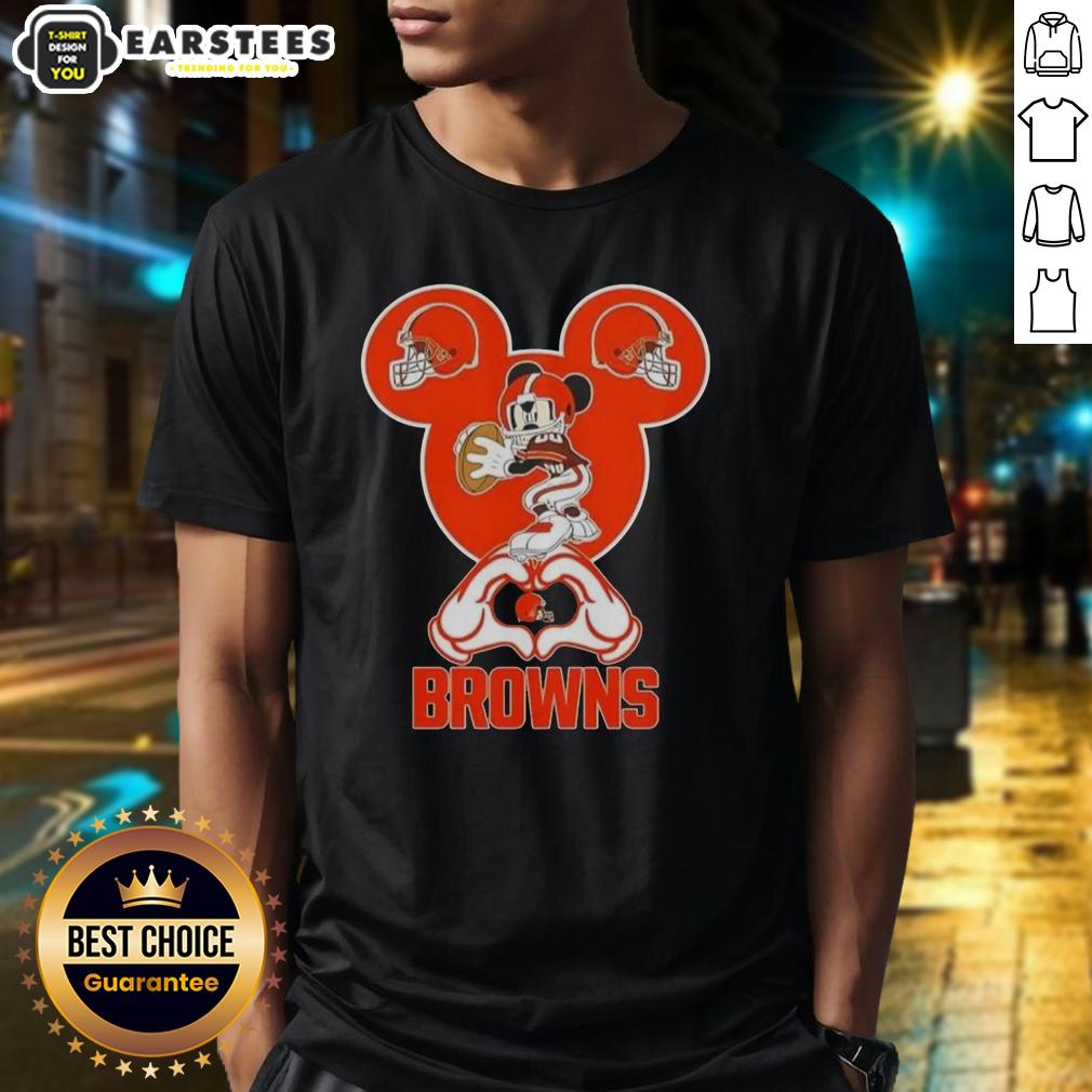 Good Mickey Hands Heart Love Cleveland Browns Football T-Shirt