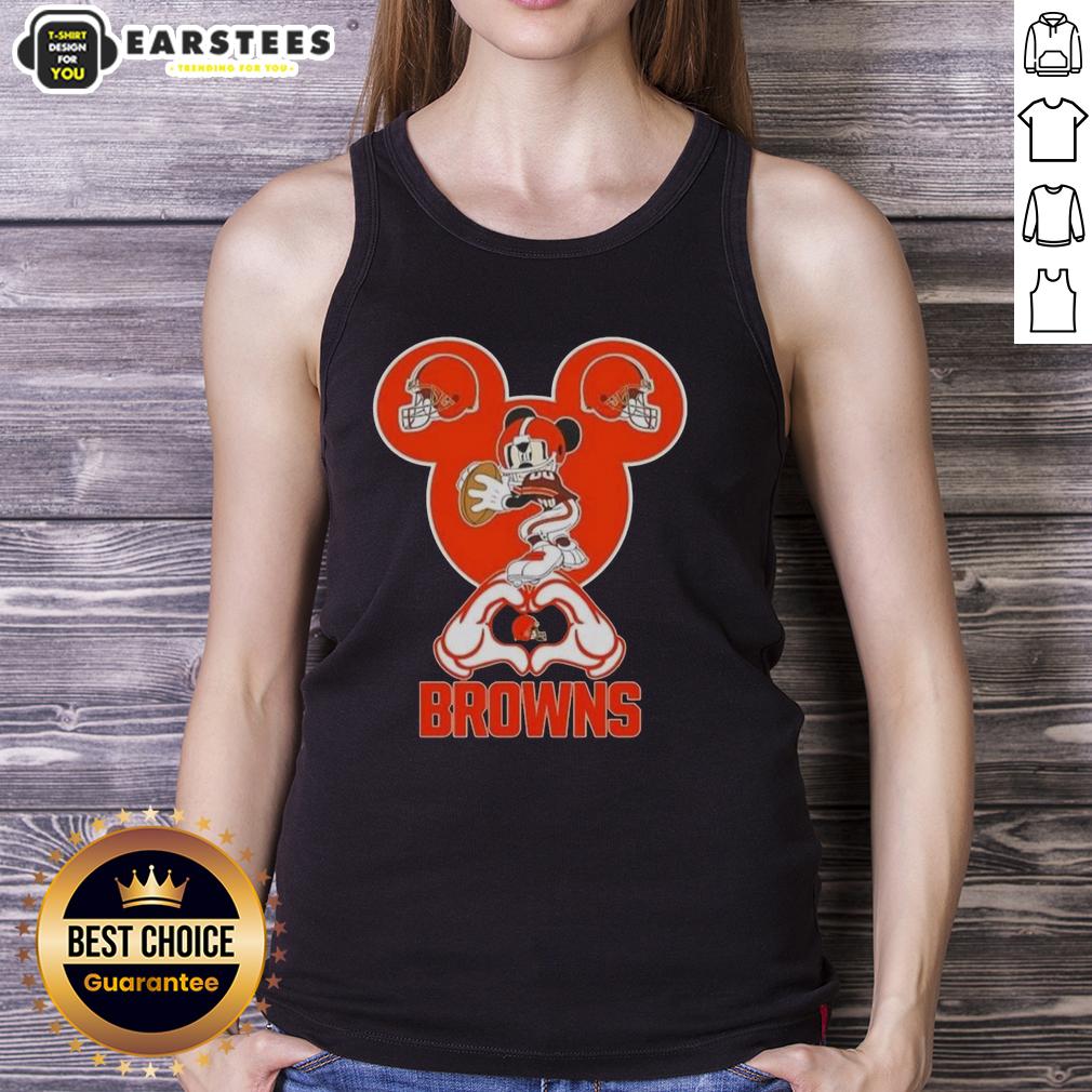 Good Mickey Hands Heart Love Cleveland Browns Football T-Shirt - Image 4