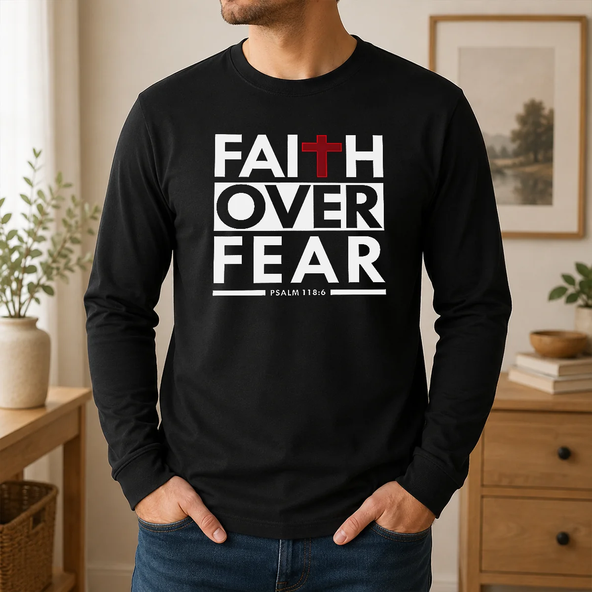 Hot Faith Over Fear Shirt - Image 6