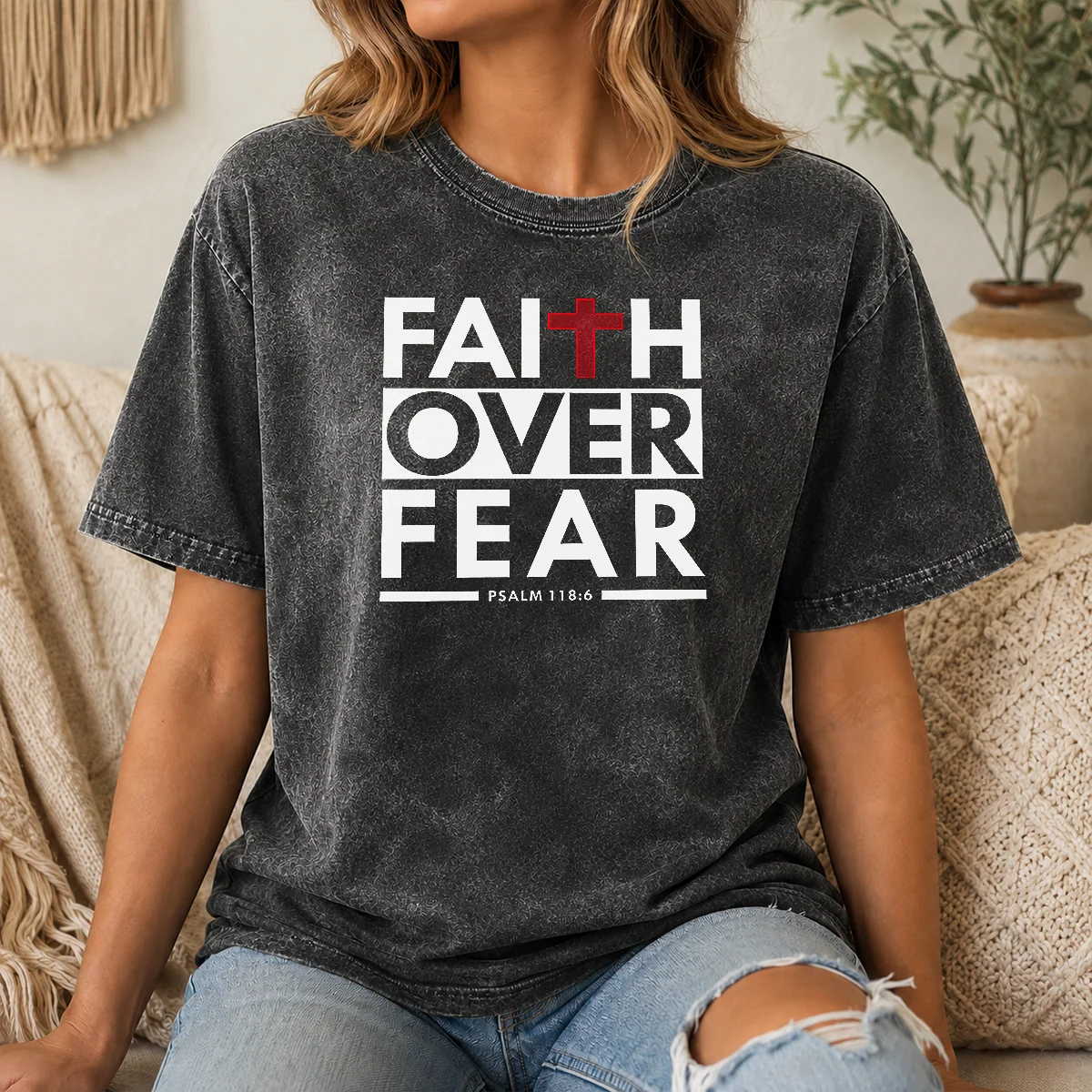Hot Faith Over Fear Shirt - Image 8