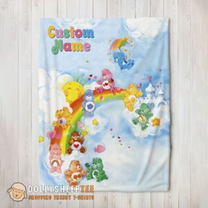 Hot Cute Official Rainbow Care Bears Character Sky Blanket Fleece Customized Blanket