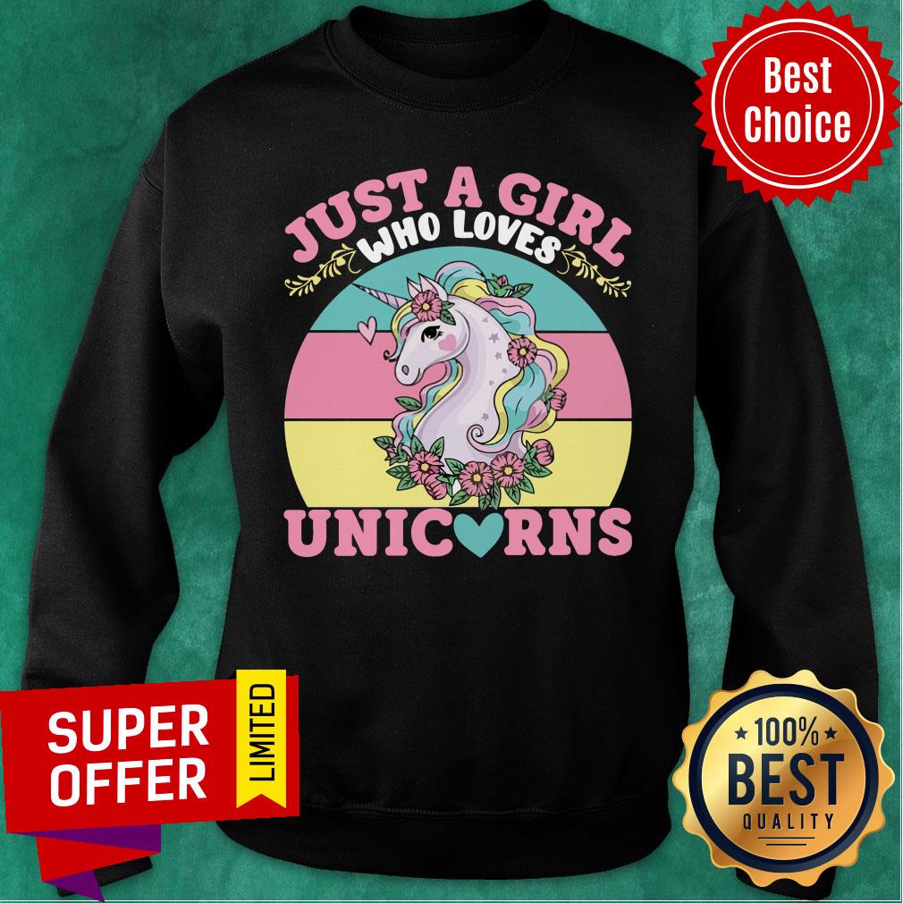 Awesome Just A Girl Who Loves Unicorns Flower Shirt - Image 4