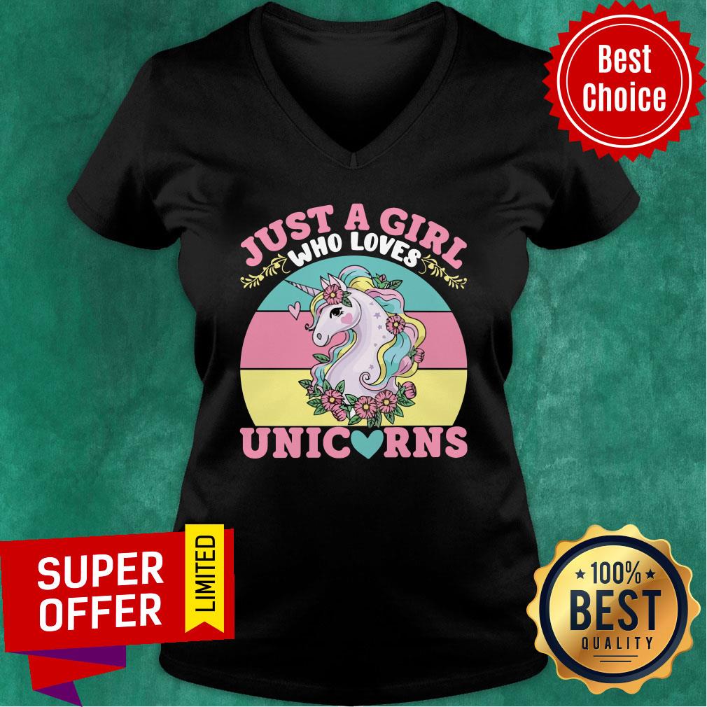 Awesome Just A Girl Who Loves Unicorns Flower Shirt - Image 2
