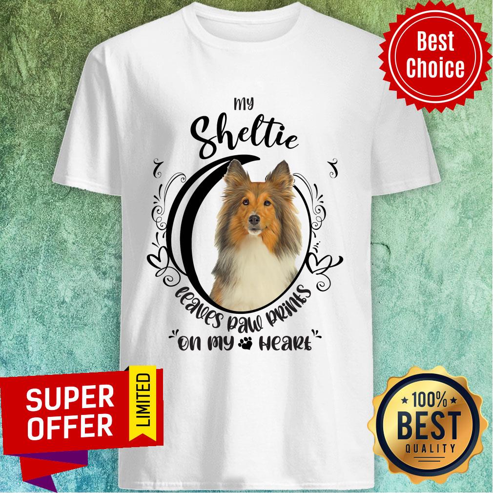 My Sheltie Leaves Paw Prints On My Heart Dog Shirt