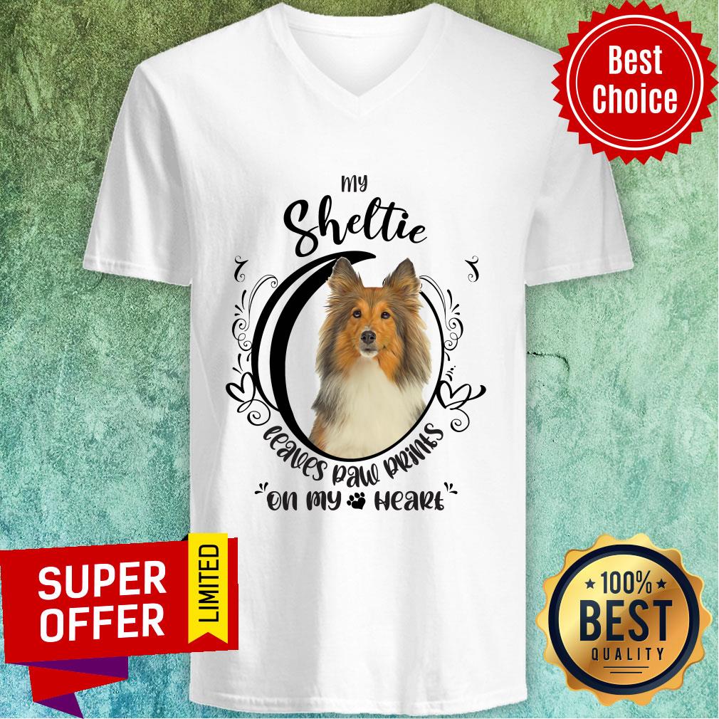 My Sheltie Leaves Paw Prints On My Heart Dog Shirt - Image 3