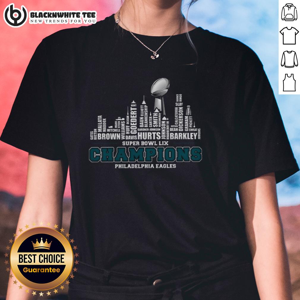Original Philadelphia Eagles The Champions 2025 Super Bowl LIX Skyline Name City T-Shirt - Image 3