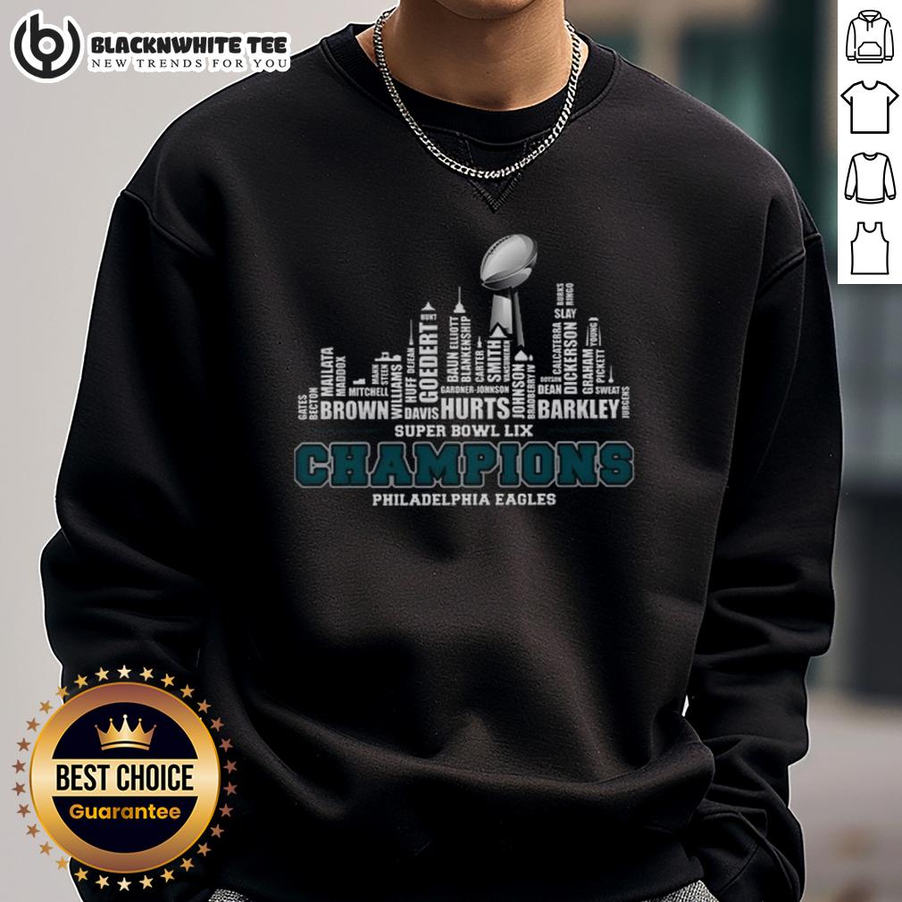Original Philadelphia Eagles The Champions 2025 Super Bowl LIX Skyline Name City T-Shirt - Image 5