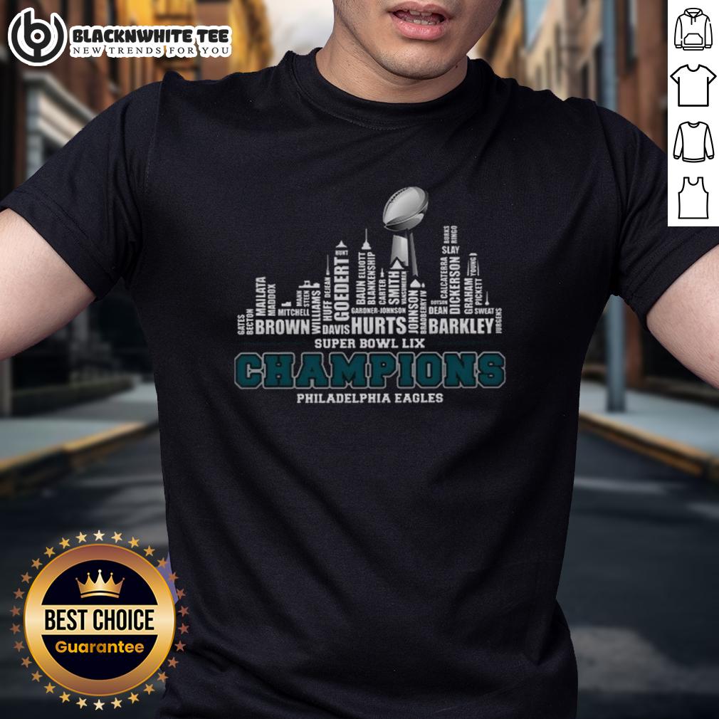 Original Philadelphia Eagles The Champions 2025 Super Bowl LIX Skyline Name City T-Shirt
