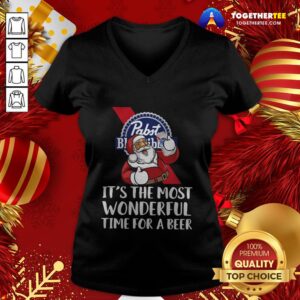 Alternative view of Nice Santa Drink Pabst Blue Ribbon Beer It’s The Most Wonderful Time For A Beer Shirt