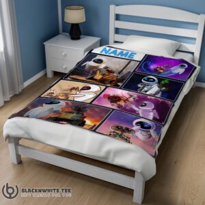Alternative view of Official Cute Hot Disney Cartoon Wall-E And Eve Blanket Fleece Customized Blanket