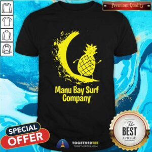 Original Manu Bay Surf Company New Zealand Gold Surfing Pineapple Shirt