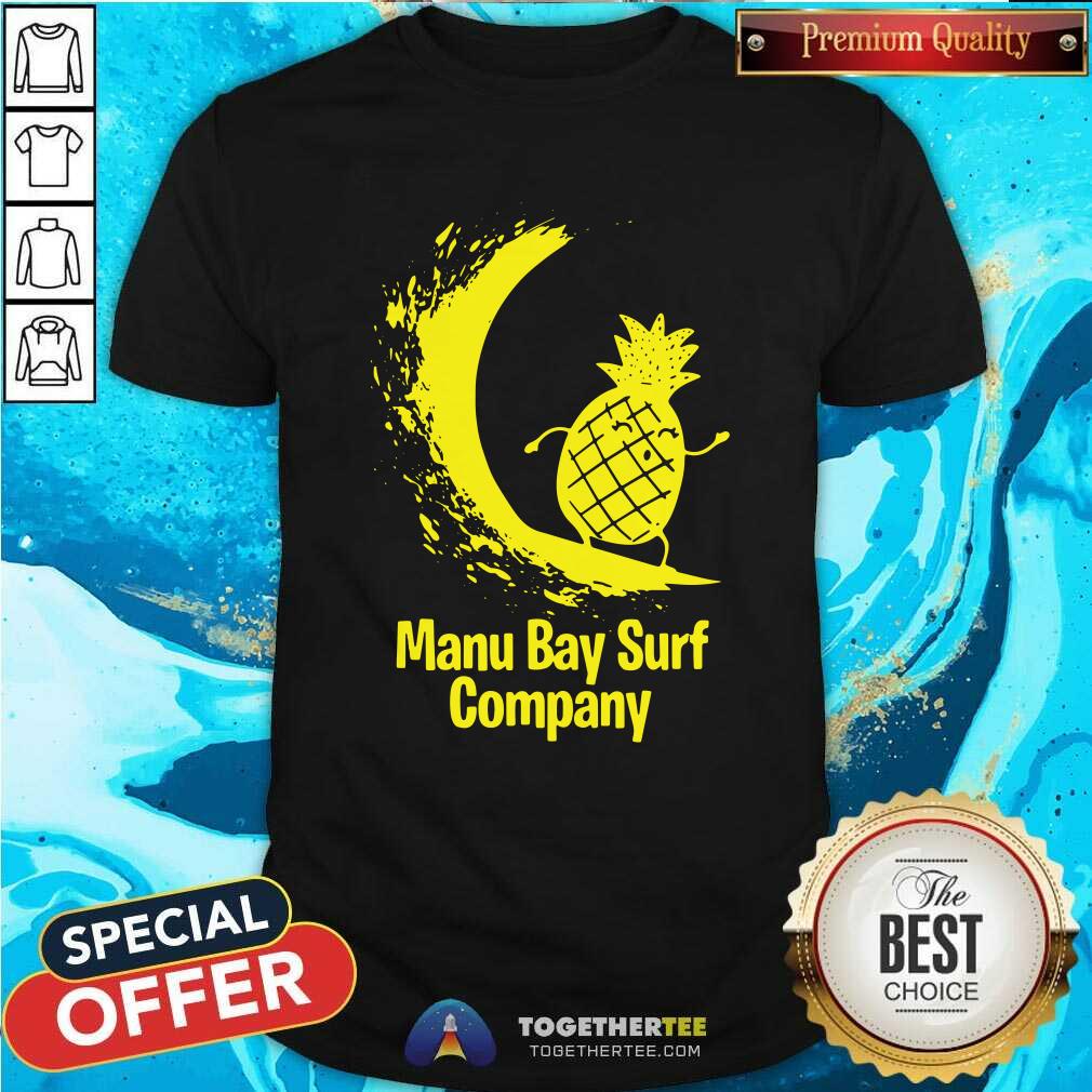 Original Manu Bay Surf Company New Zealand Gold Surfing Pineapple Shirt