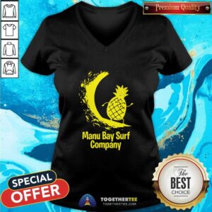 Alternative view of Original Manu Bay Surf Company New Zealand Gold Surfing Pineapple Shirt