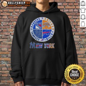 Alternative view of Good New York City Sports Rangers Knicks Bills Yankees Logos Combine T-Shirt