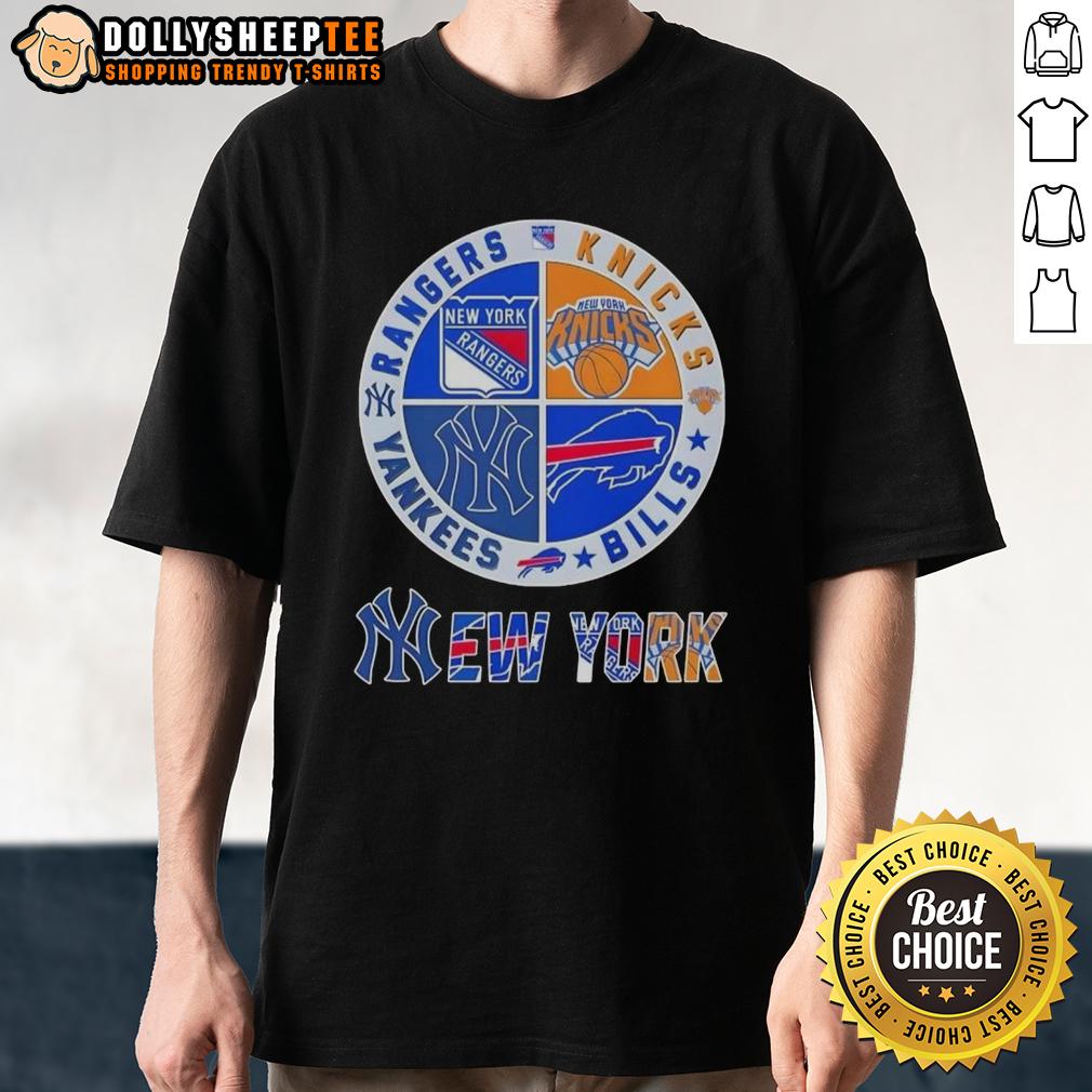 Good New York City Sports Rangers Knicks Bills Yankees Logos Combine T-Shirt