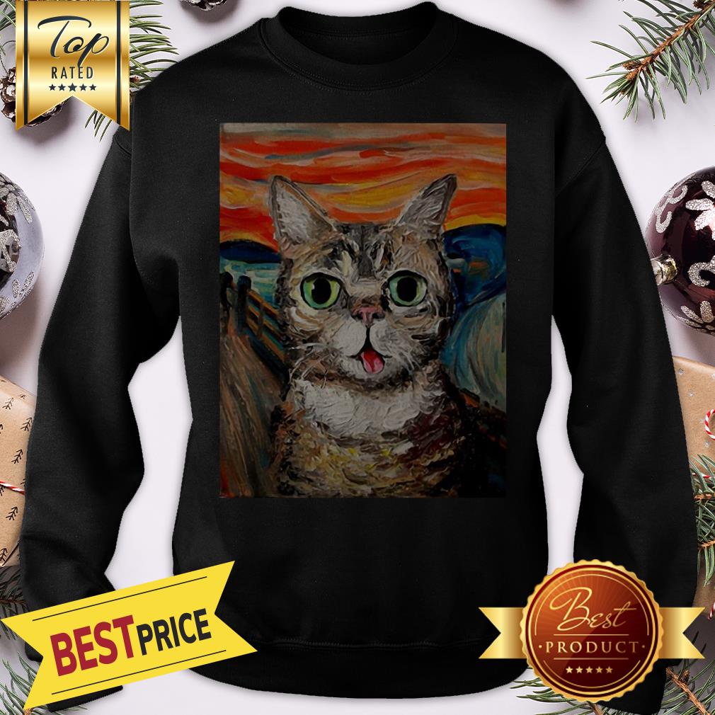 Official Lil Bub The Scream Vincent Van Gogh Shirt - Image 4