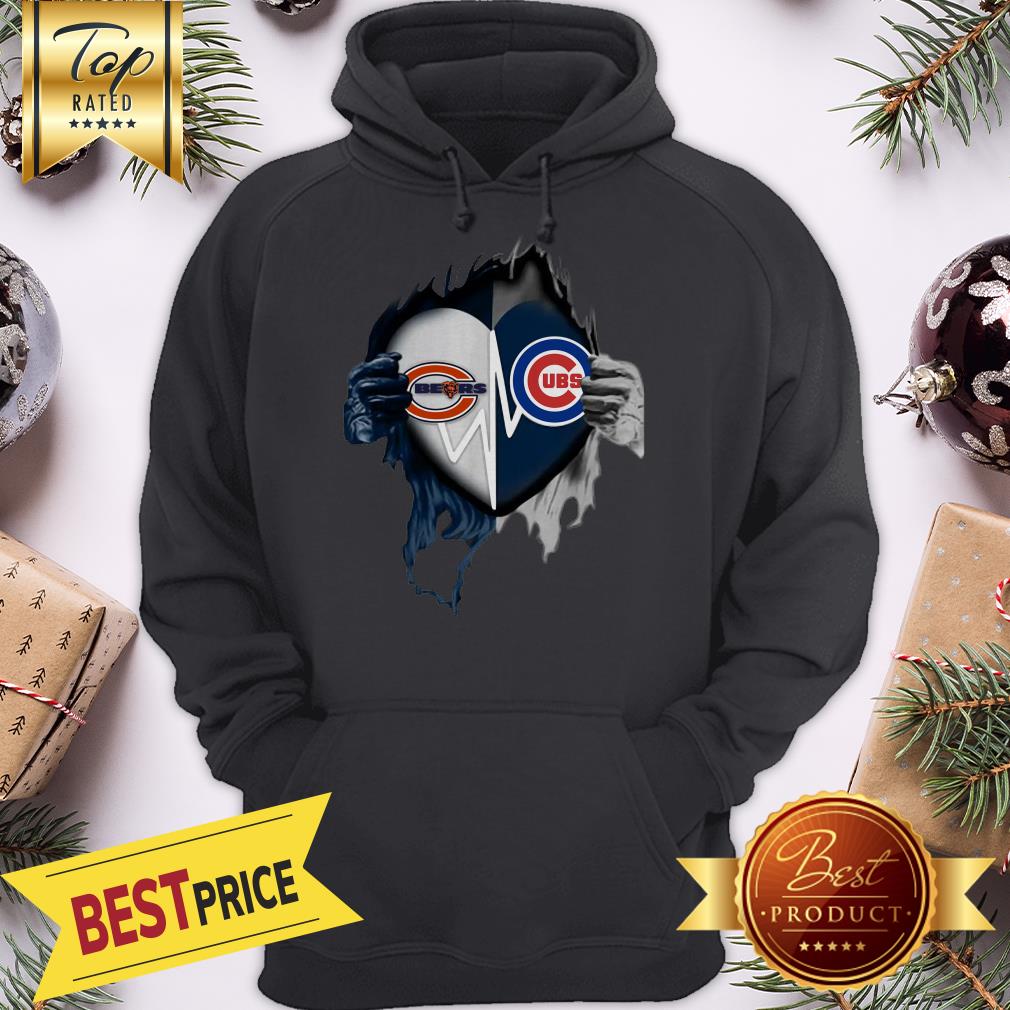 Official Love Chicago Bears And Chicago Cubs Inside Me Shirt - Image 5