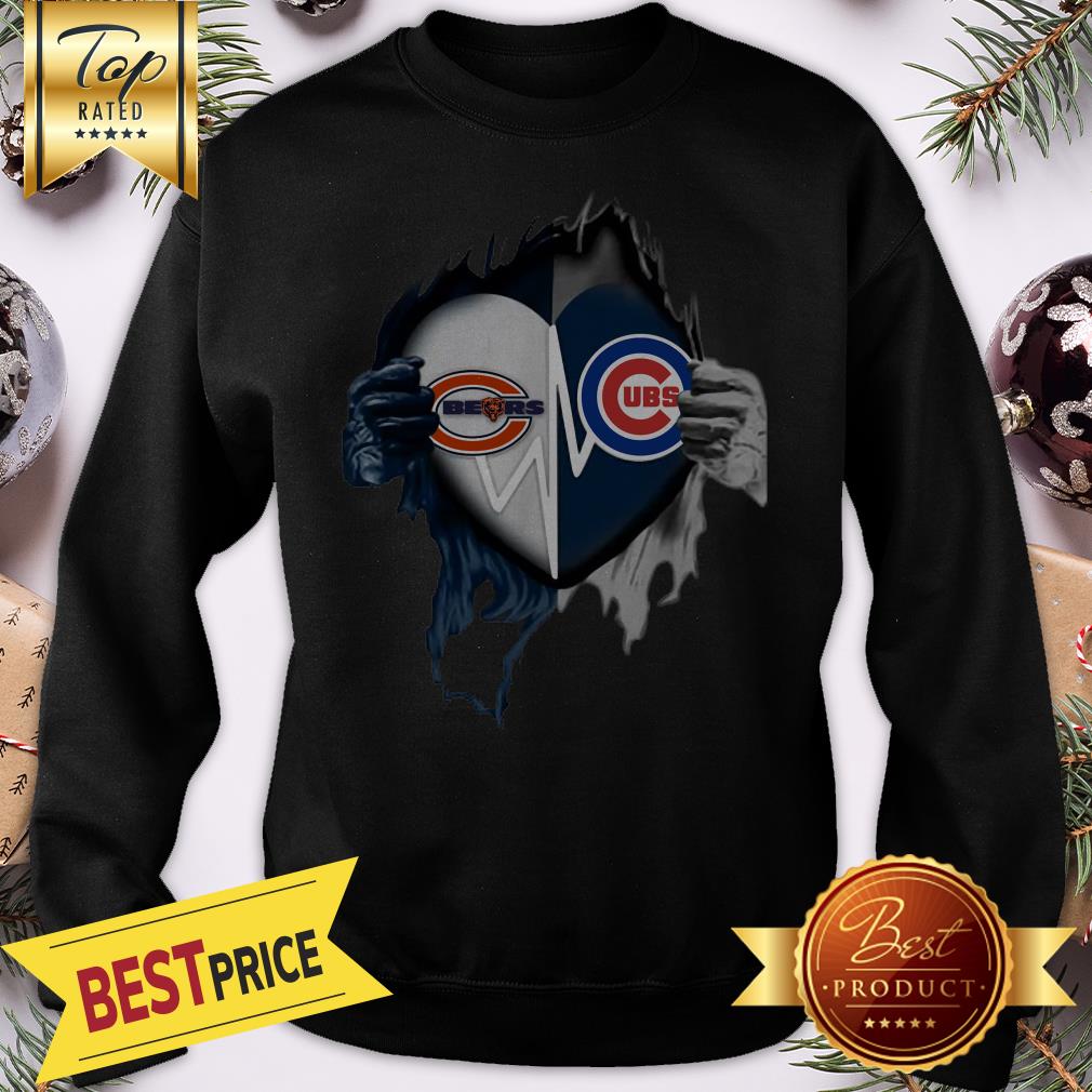 Official Love Chicago Bears And Chicago Cubs Inside Me Shirt - Image 4