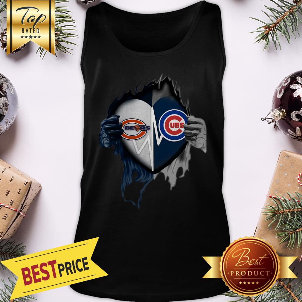 Official Love Chicago Bears And Chicago Cubs Inside Me Shirt - Image 3