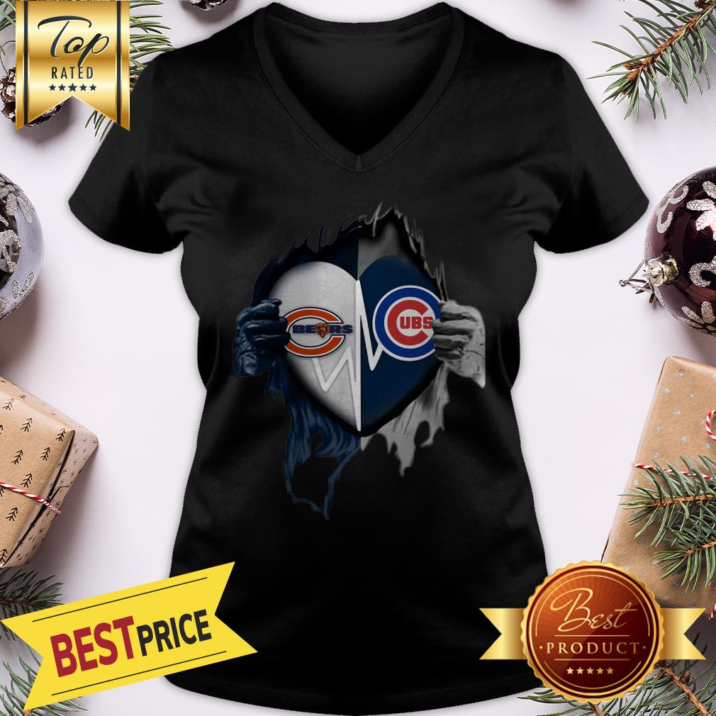 Official Love Chicago Bears And Chicago Cubs Inside Me Shirt - Image 2