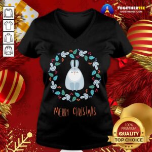 Alternative view of Original Floral Christmas Woodland Rabbit T-Shirt