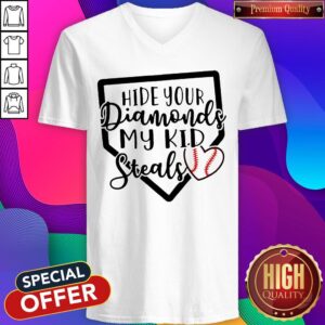 Alternative view of Nice Hide Your Diamonds My Kid Steals Baseball Heart Shirt