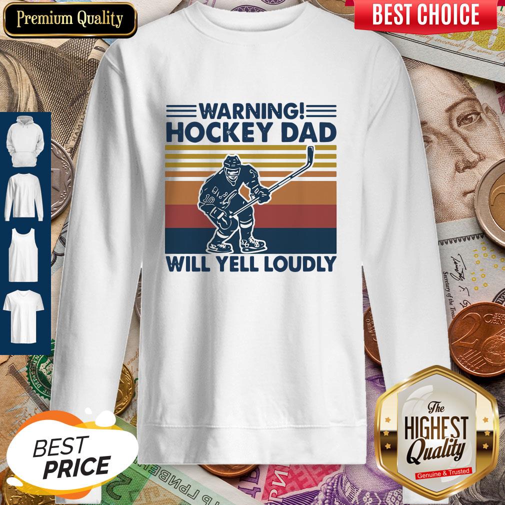 Warning Hockey Dad Will Yell Loudly Vintage Shirt - Image 4